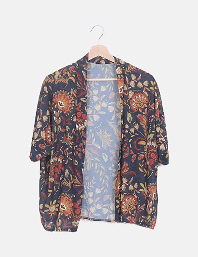 Kimono azul estampado