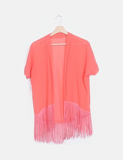 Túnica coral con flecos