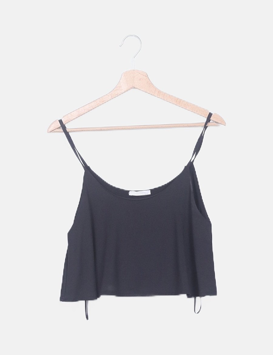 Zara Crop top negro básico (descuento 81 ) Micolet
