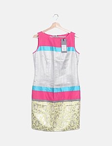 Desigual Vestido de tirantes estampado combinado multicolor Desigual Vestido fluido estampado multicolor (descuento 81