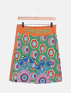 Desigual Falda blanca con volantes estampada (descuento 77 Desigual Falda blanca con volantes estampada (descuento 77