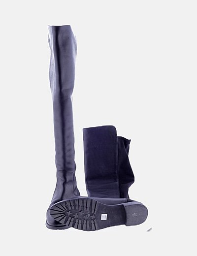 botas altas negras planas