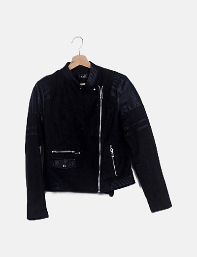 Chaqueta biker negra combinada