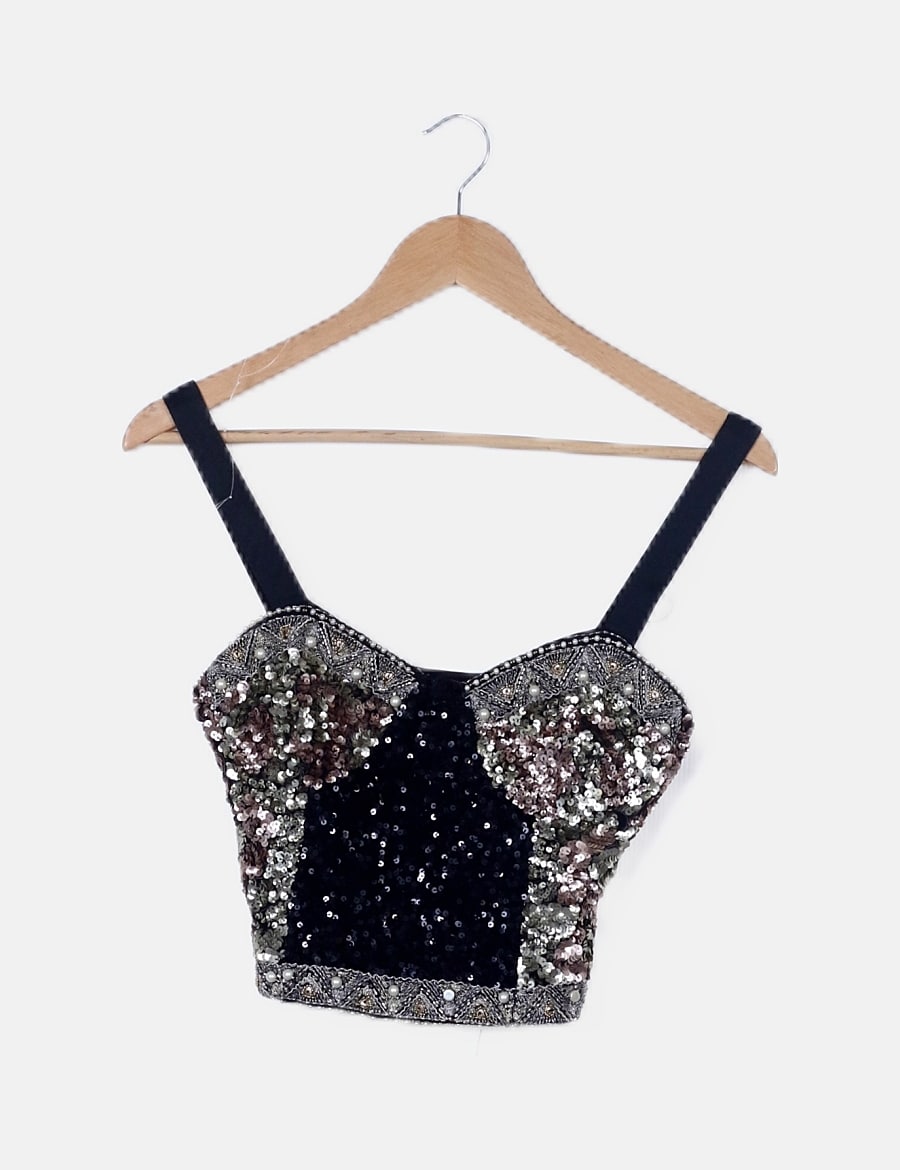 Zara Crop top paillettes multicolor (descuento 52 ) Micolet
