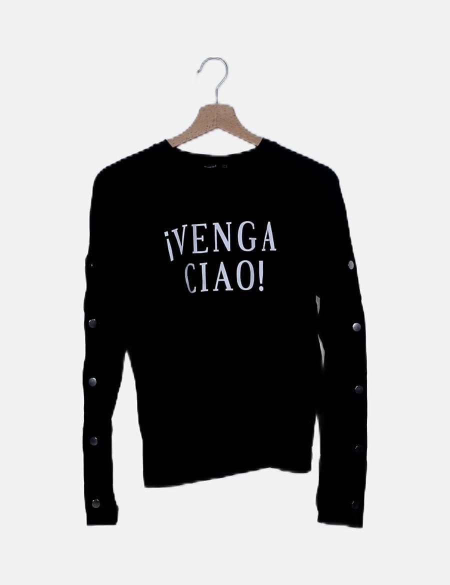 Bershka Sudadera negra Venga Chao! (descuento 77 ) Micolet