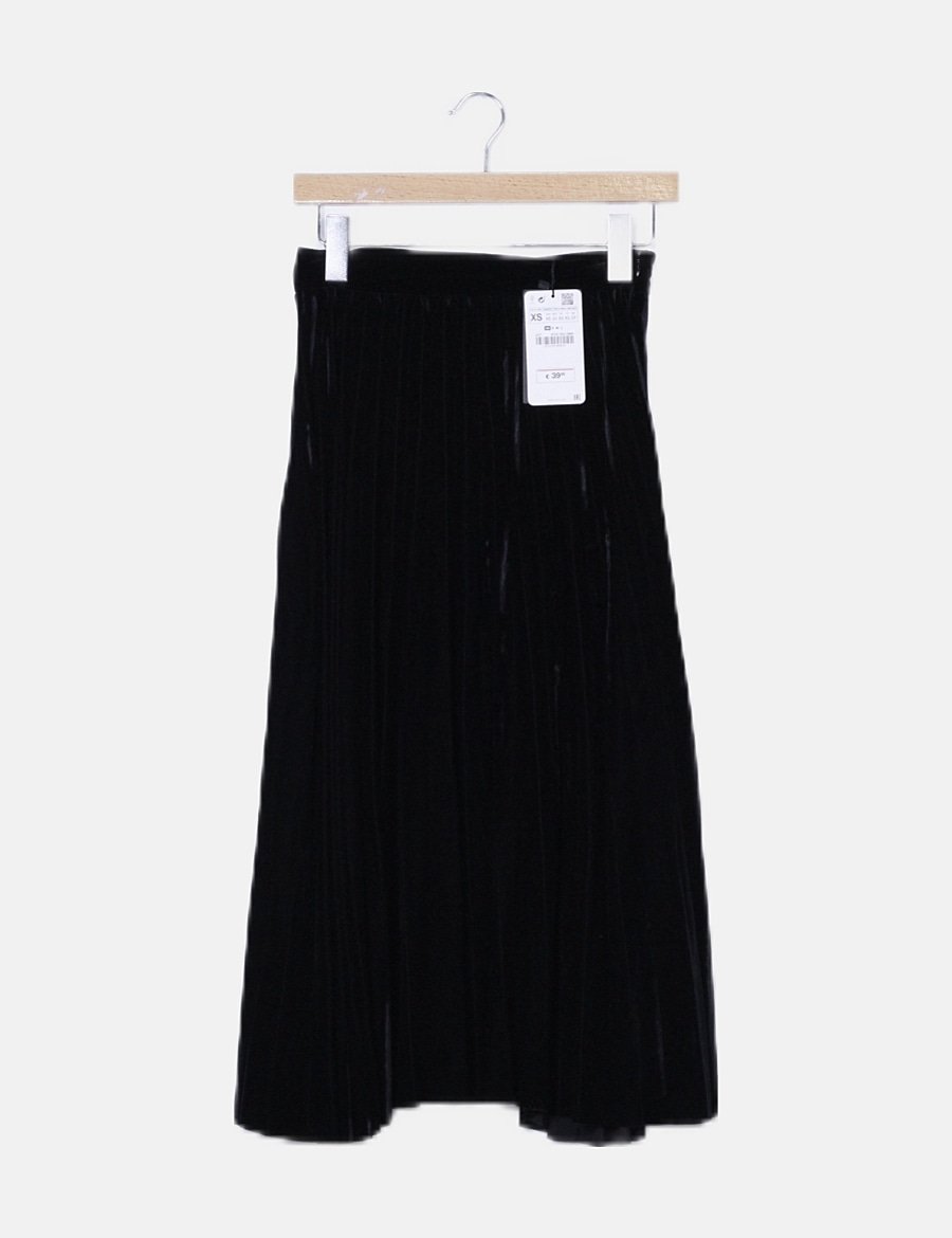 Zara Falda midi terciopelo negra (descuento 52 ) Micolet