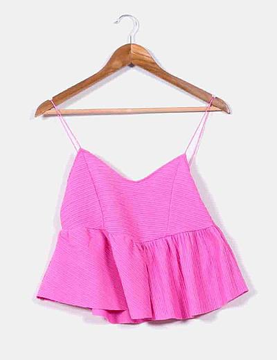 Zara Crop Top avolantado fucsia (descuento 67 %) Micolet Zara Blusa fucsia cuello halter (descuento 67 %) Micolet