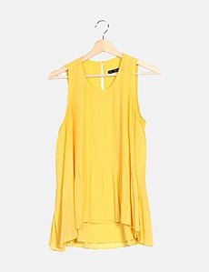 Zara Camisa amarilla fluida con plisado (descuento 84 Zara Blusa amarilla plisada (descuento 84 %) Micolet