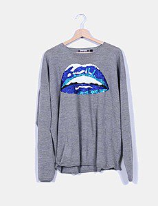 Sweat Femme Topshop Gris - Taille 10 - Pull Col Rond Manches Longues