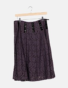 Jupe Grise Dentelle Armand Ventilo Taille 42 - Occasion Très Bon état - Style Vintage