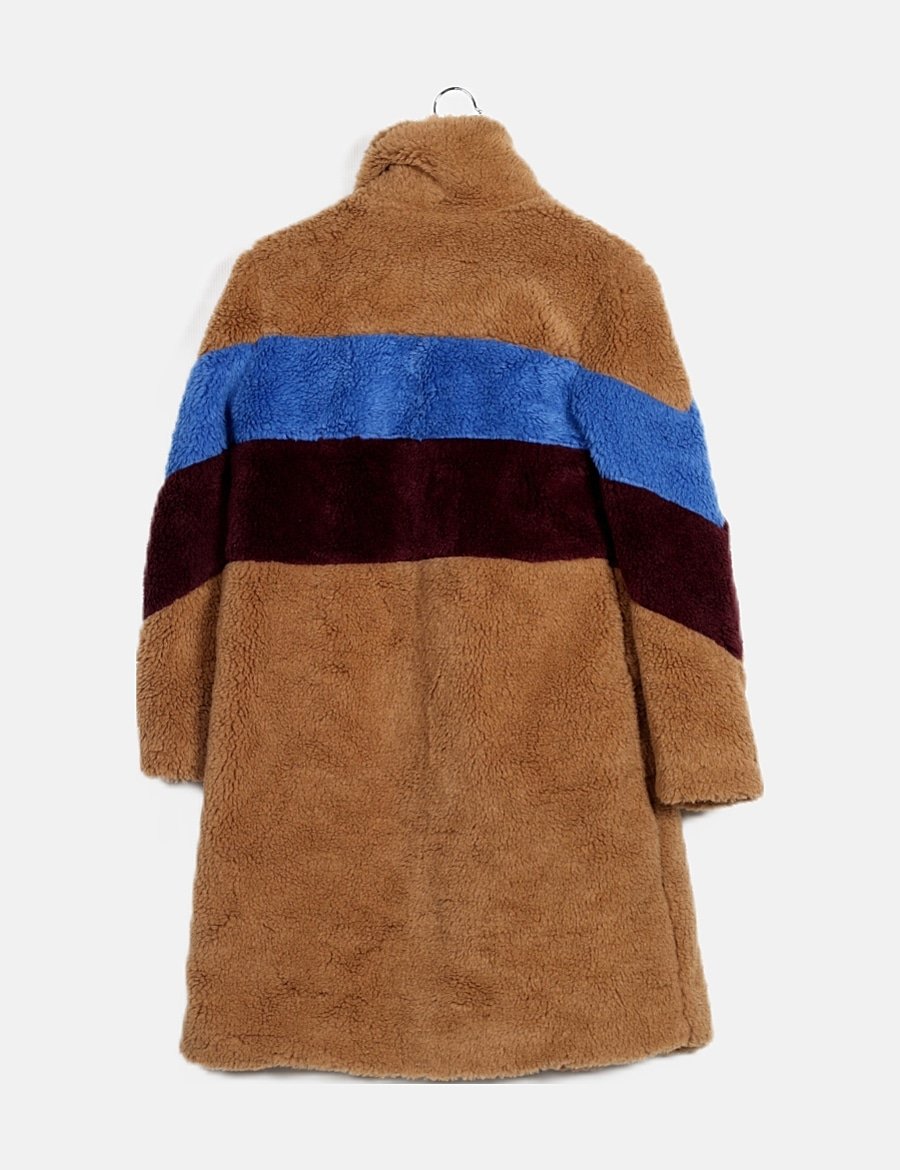 Bershka Abrigo largo teddy tricolor (descuento 64 ) Micolet
