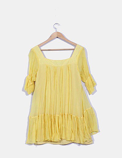 Zara Vestido de seda amarillo (descuento 74 %) Micolet Zara Blusa amarilla plisada (descuento 74 %) Micolet