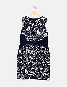 Robe Phase Eight Imprimé Noir Et Blanc Taille 14 - Occasion Très Bon état - Longueur Midi