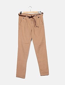 Pantalon Chino Zara En Lin Rose Pâle - Taille 38/40, Occasion Très Bon État