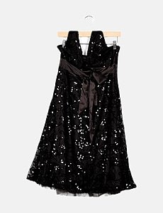 Robe De Soirée Fille Jane Norman Noire Brillante - Taille 7, Sans Bretelles, Mini !