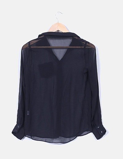 camisa negra transparente