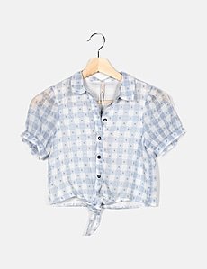 KIDS ONLY Camisa de cuadros azul anudada