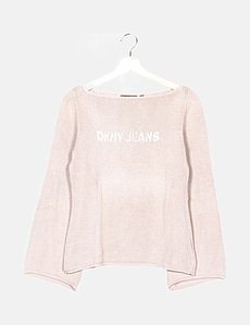 Sweat Femme DKNY Rose, Taille L – Manches Longues, Col Ras-du-cou, Coton Doux