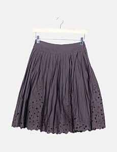 Jupe Cuir Noir Banana Republic - Femme Taille 8, Coupe A-Line Midi (Occasion, Parfait état)