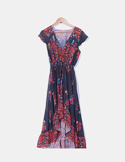 Túnica negra print floral