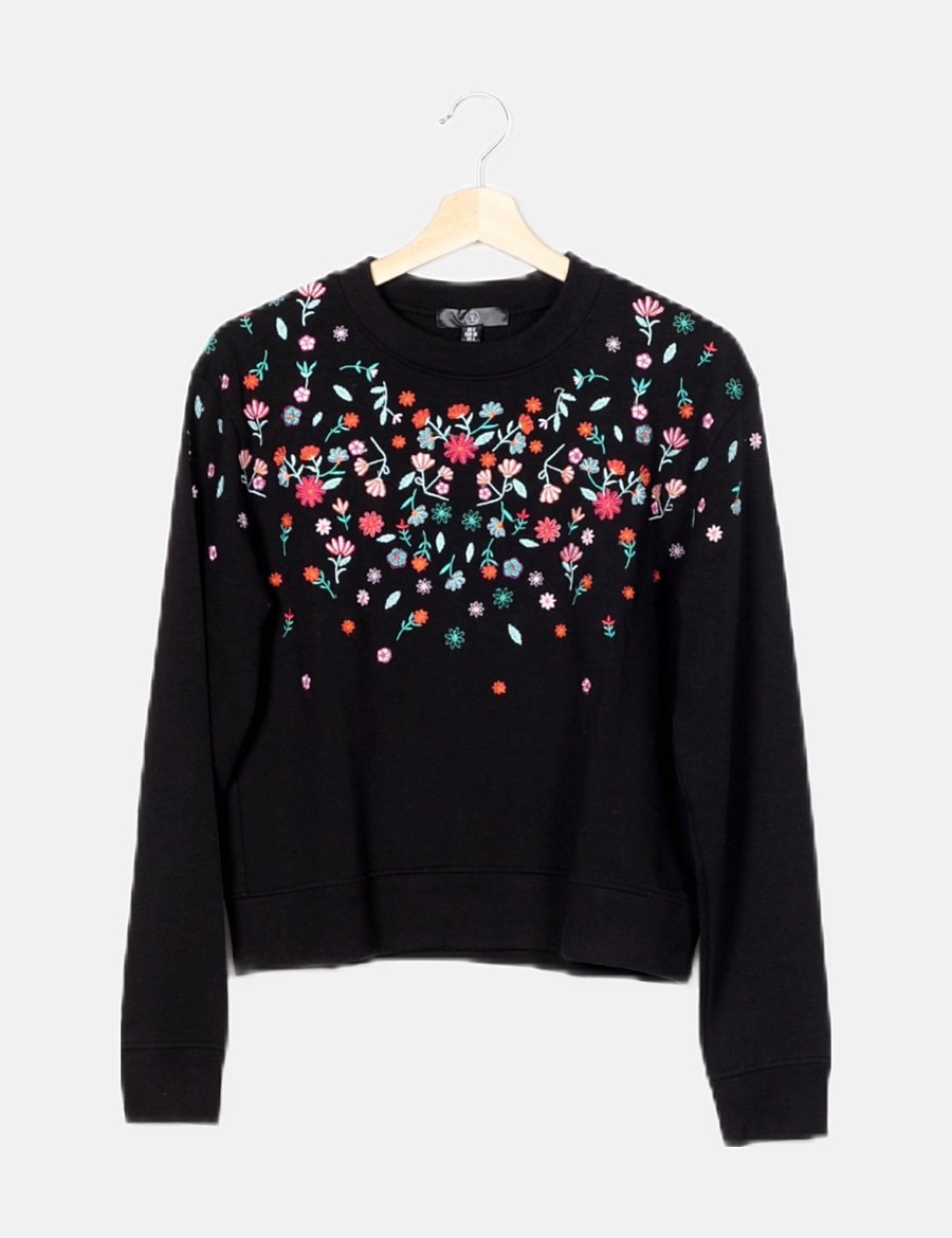 Missguided Sudadera negra flores bordadas (descuento 64 ) Micolet