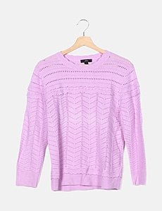 Pull Femme J.Crew Col V Tricolore - Laine Mérinos Et Viscose - Taille S - Occasion Très Bon état