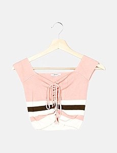 Haut Col Haut Cropped Forever 21 Noir - Top Sans Manches Taille M, Coton, Occasion Bon état