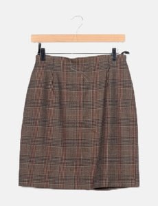 Jupe Femme Marks And Spencer - Motif Fleuri Patchwork Gris Foncé - Taille 12 - Laine Mélangée - Occasion Très Bon État