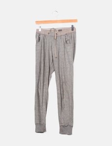 pantalones grises chandal bershka