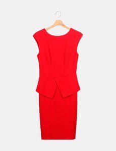 ted baker red peplum dress TED BAKER Women's Red Peplum Sleeve Knitted Dress Ted Baker Size 4 UK