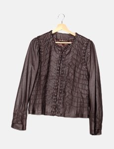 Manteau Veste En Cuir Elie Tahari Taille L - Style Motard, Occasion Très Bon état