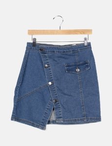 Mini-jupe PrettyLittleThing En Coton Bleu – Taille 8 – Denim Boutonné – Très Bon état
