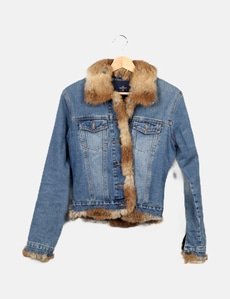 Naf Naf Veste en Cuir, Bleu Univers, 34 Femme