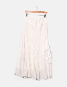 Jupe Elisa Cavaletti - Style Évasé Gris Et Crème - Taille S - Coton/Lin/Viscose - Made In Italy