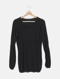 Pull Sisley Mohair Blanc Et Noir Taille XS (34/36/38) Col Roulé Occasion Très Bon état