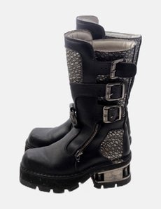 Bottes New Rock Taille 39 En Cuir Noir - Occasion, Style Gothique/rock