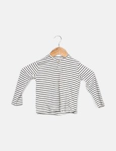 Mango Camiseta blanca estampado rayas