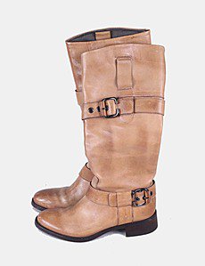 Bottes En Cuir Beige à Franges Janet & Janet - Taille 36 - Occasion En Bon état