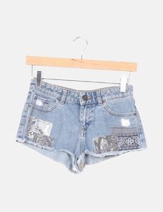 Shorts y bermudas Mujer | Bershka Short Denim Rotos Gris - Bellavista