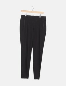 Pantalon Travail Polyester Coton Taille Mi-haute Noire à Fermeture