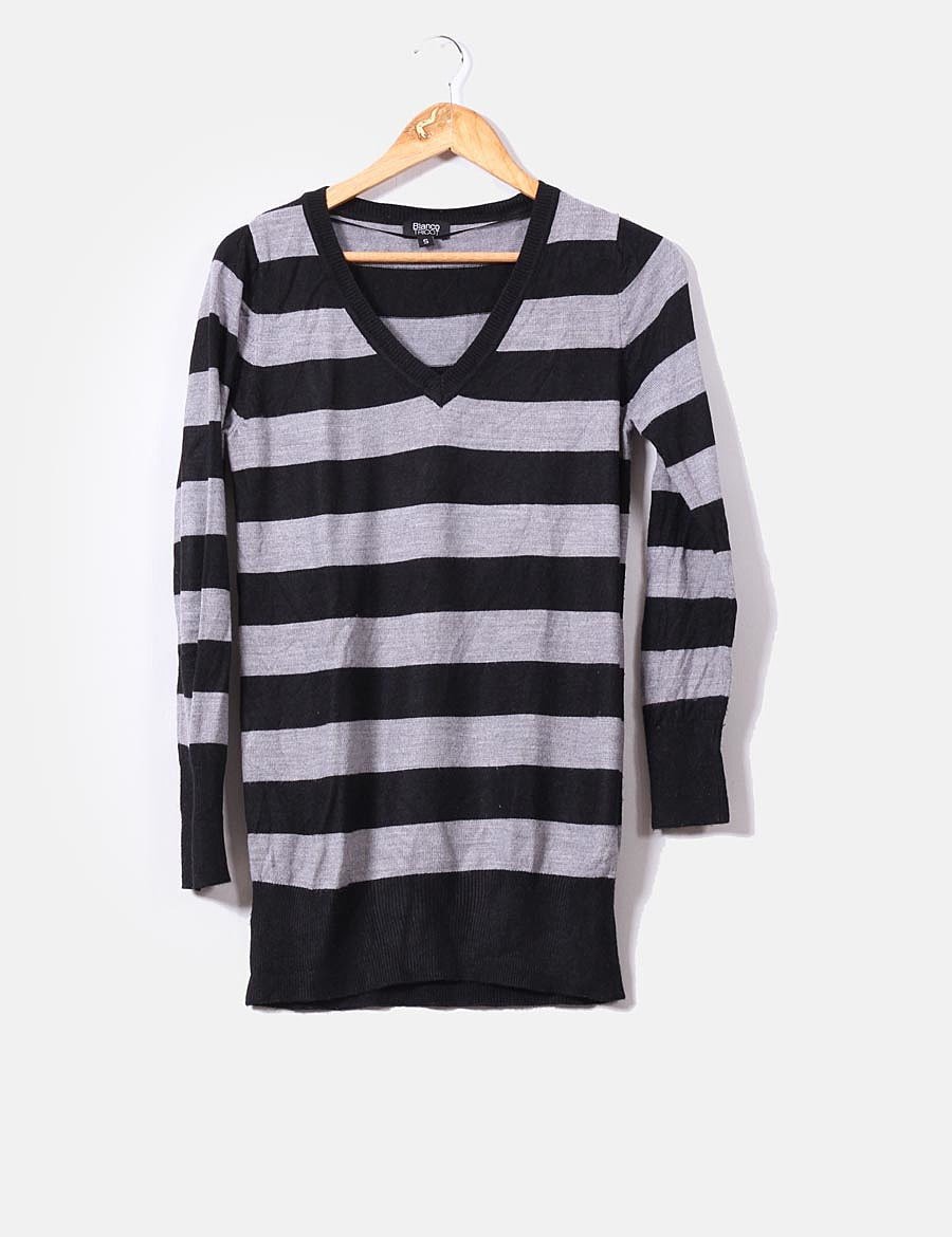 Suiteblanco Suéter largo de rayas gris y negro (descuento 76 ) Micolet