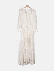 Mango Vestido beige detalle bordado