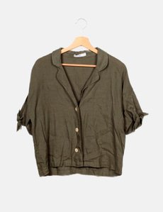 Mango Camisa basica verde