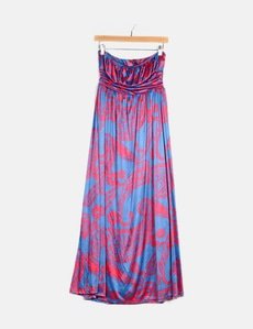 strapless open back dress Dress-Pencil Design-Purple Suede Fabric By Calvin Klein