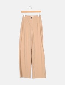 Bershka Pantalón beige fluido