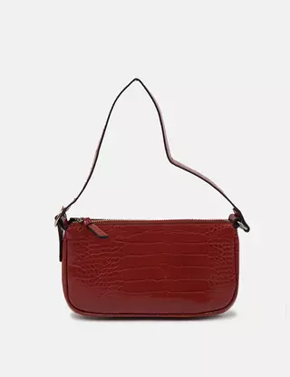 Stradivarius Bolso rojo efecto cocodrilo