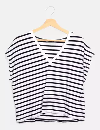 Zara Camiseta marinera croped