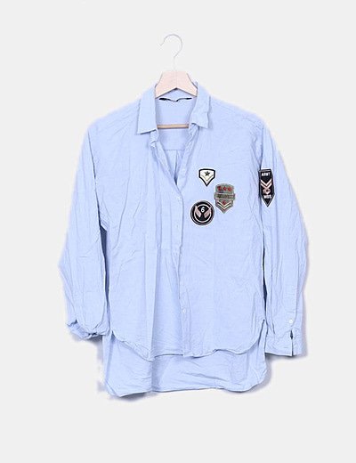 Zara Camisa azul con parches (descuento 70 %) Micolet camisa azul parches zara