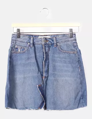 Jupe Jeans Reiko Taille 38 - Mini-jupe Bleue Neuve Sans étiquettes, Style Bohème Années 80, Longueur 46 Cm